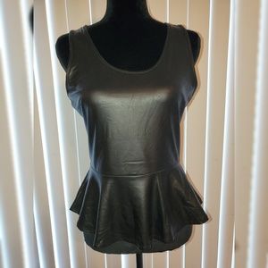 Peplum pleather shirt